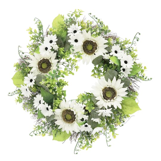 22&#x22; White Sunflower Wreath by Ashland&#xAE;